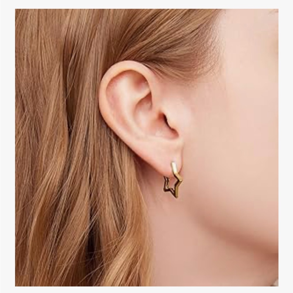 Gold Star Hoop Earrings
